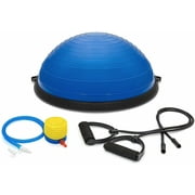 Fit Ball 23" Explosive Training Blue PVC Balance Trainer Half Ball with Resistance Bands and Pump