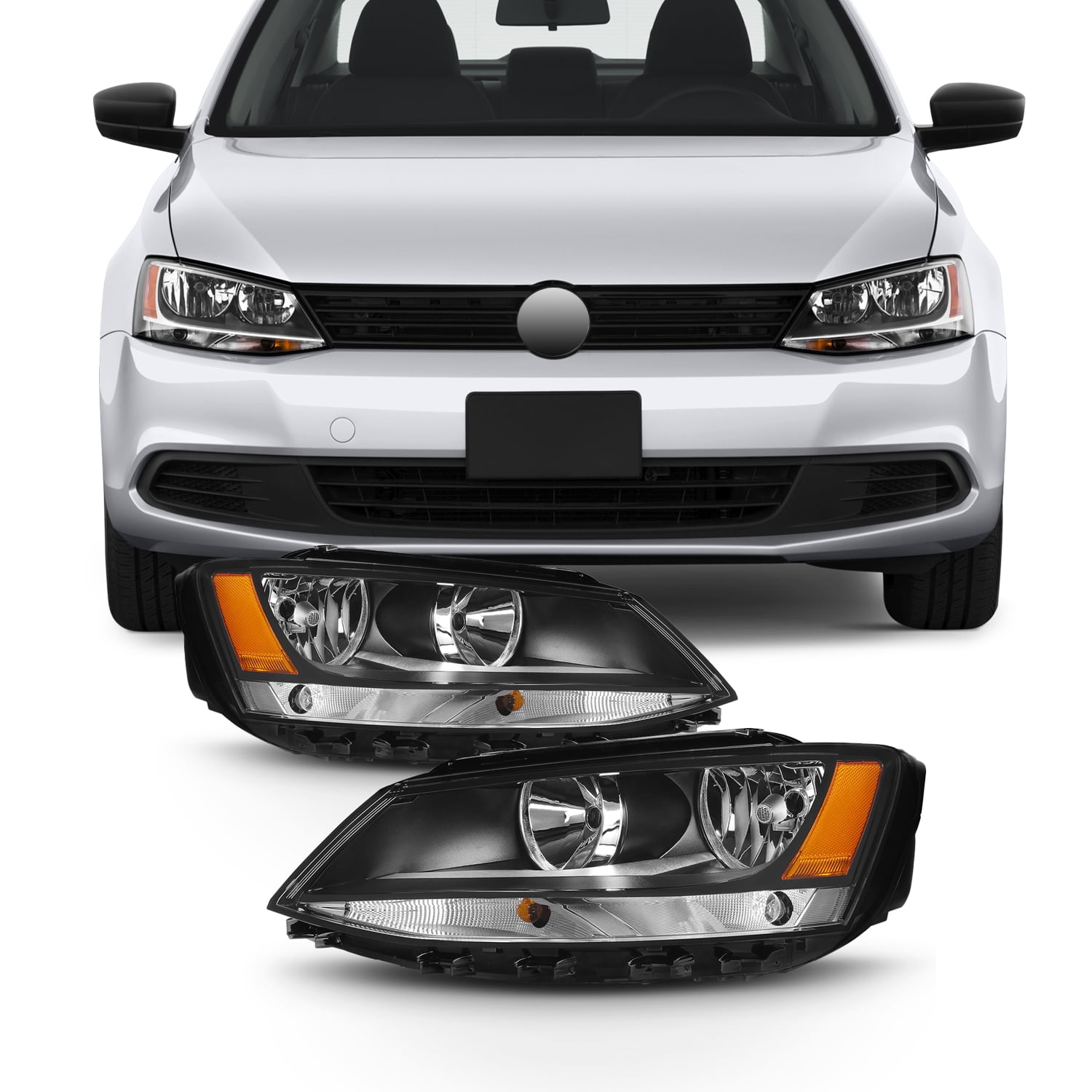 For 2011-2018 Volkswagen Jetta Sedan Halogen LED Model Black