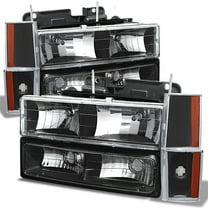 AKKON - For Chevy C/K Series Silverado Suburban Tahoe Pickup Truck Black Housing Headlight   Bumper   Corner Light Set