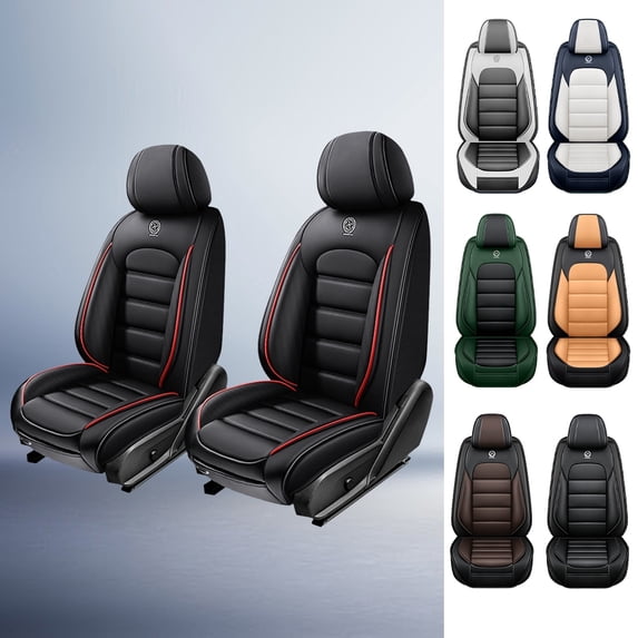 Fit for CHEVROLET BLAZER 2022 Seat Cover, Black and Red Edges Car Seat Covers, PU Leather Cab seat covers With Lumbar Support Waterproof, Airbag-Compatible