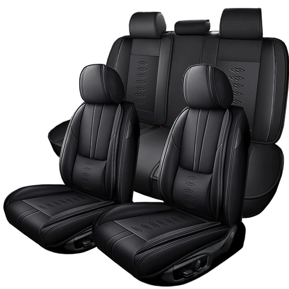 Fit for CHEVROLET MALIBU 2013 Car Seat Cover, Black Car Seat Covers, Leather 5 Seats Full Set With Lumbar Support Beautify Interior, Airbag-Compatible