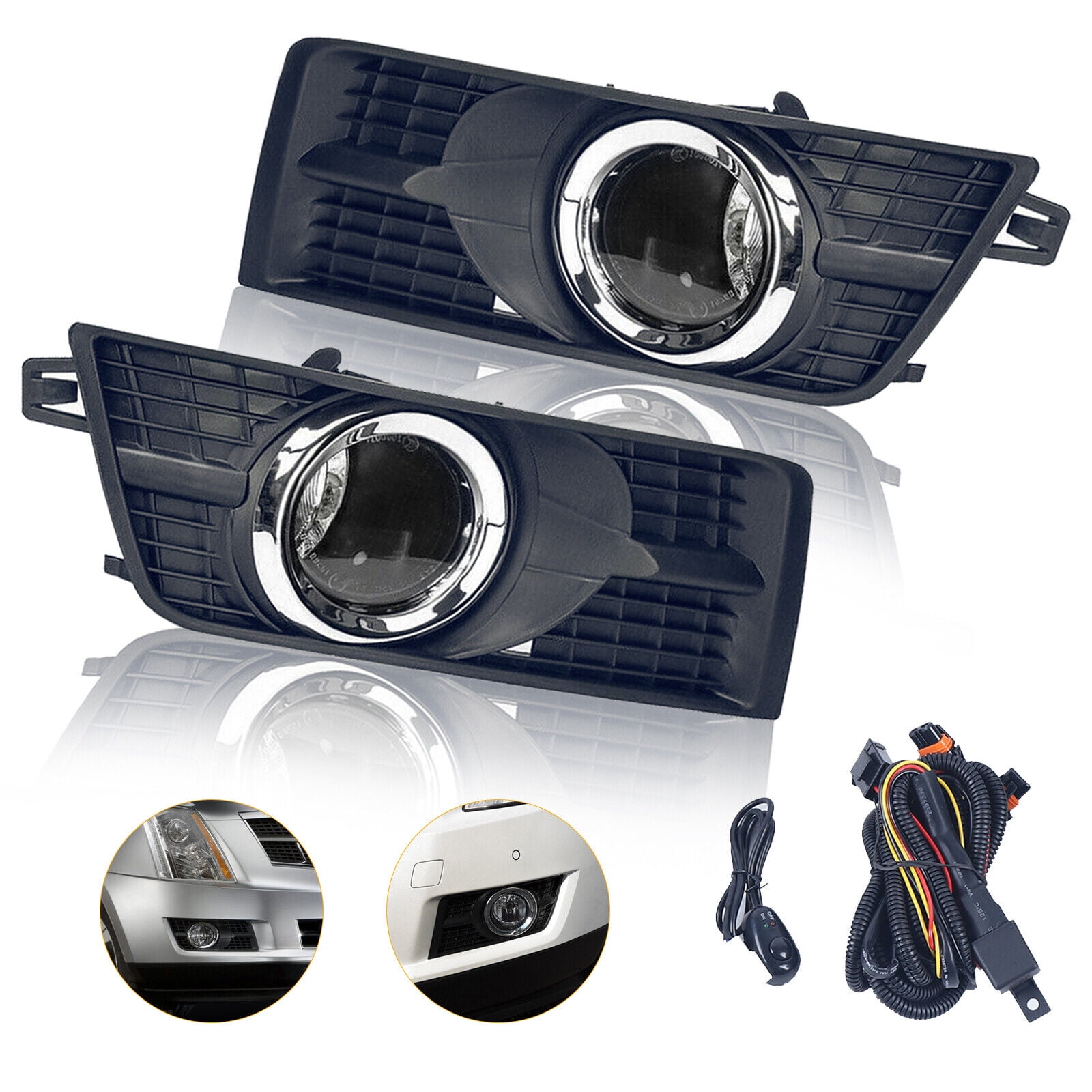 Fit Cadillac SRX 2010-2016 Complete Fog Lights Bumper Lamp w/Harness ...