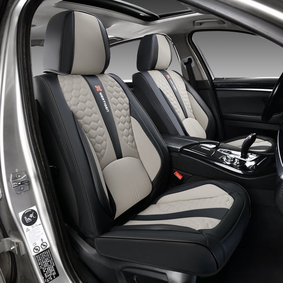 Fit for Cadillac Srx 2010, Premium Leather Full Set of 5 Seats Anti-Slip Beautify Interior, Black and Gray Car Seat Covers, Upgrade the Car's Interior