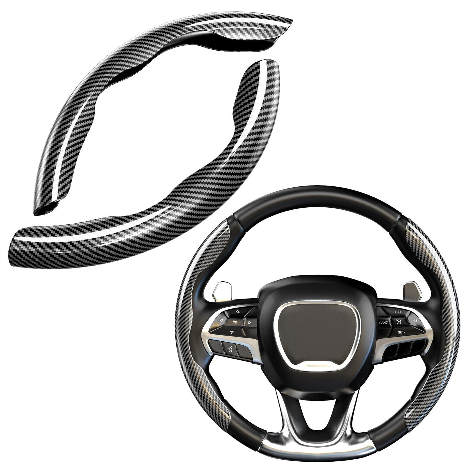 Fit Carbon Fiber Steering Wheel Cover, Universal Hard Car Steering