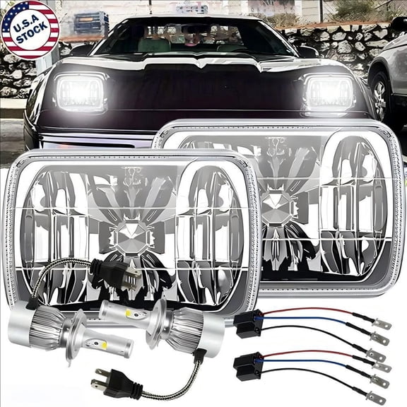 Fit Chevy Corvette C4 1984-1996 Pair 5x7 7x6 LED Headlights Projector Hi-Lo Beam