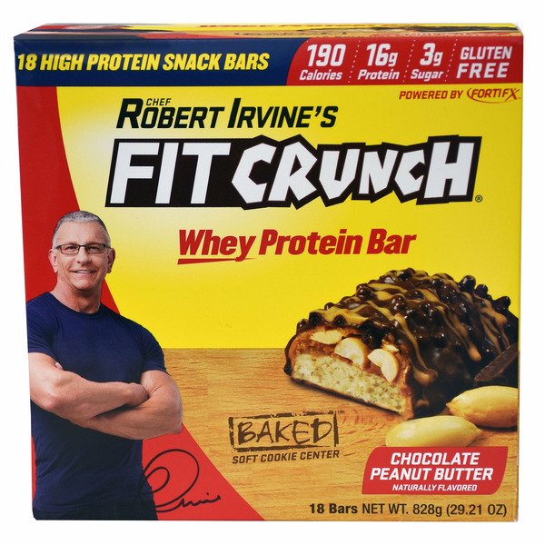 Fit Crunch Chocolate Peanut Butter Whey Protein Bars, 18count