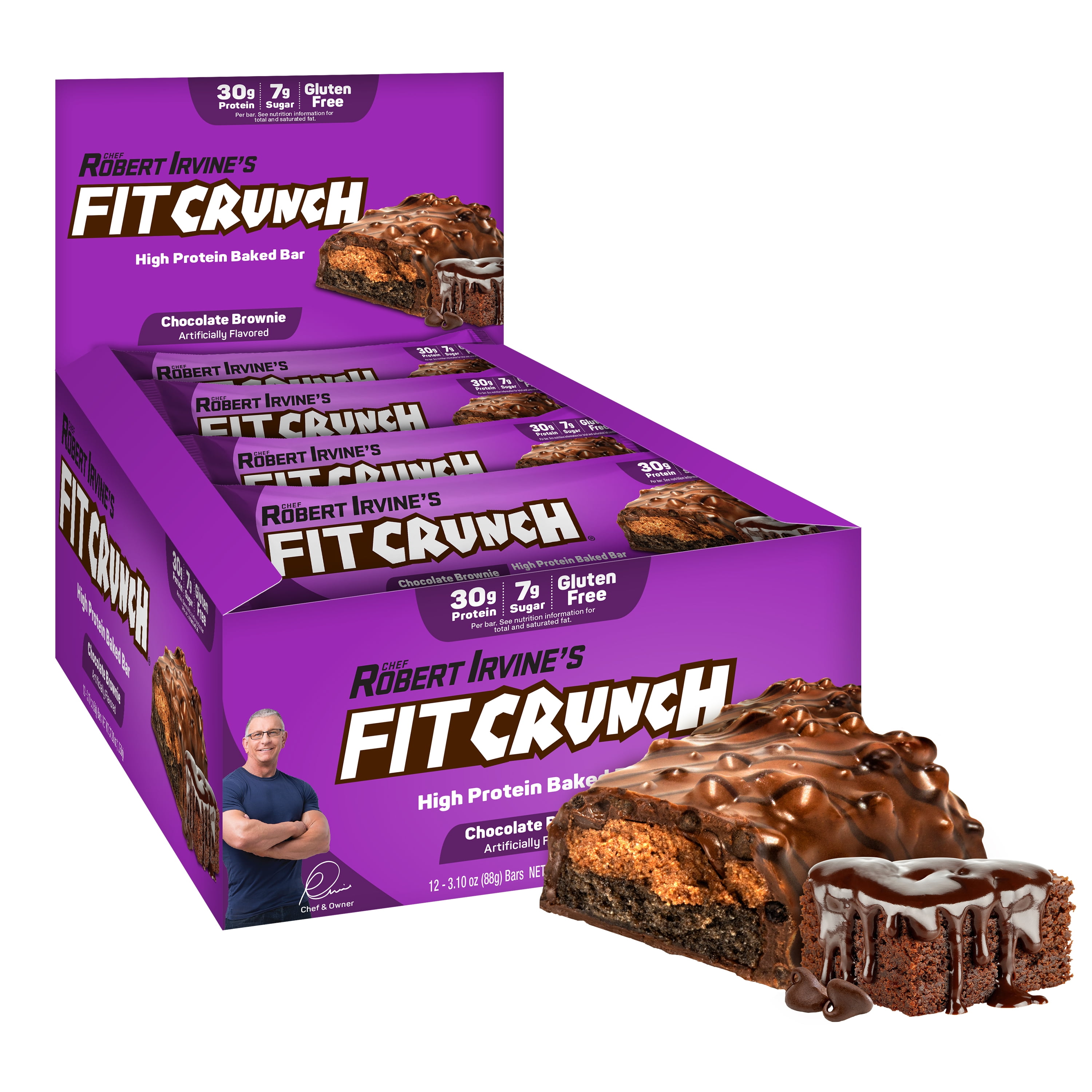 Fit Crunch Protein Bar, Chocolate Brownie, 30g Protein, 12 ct.