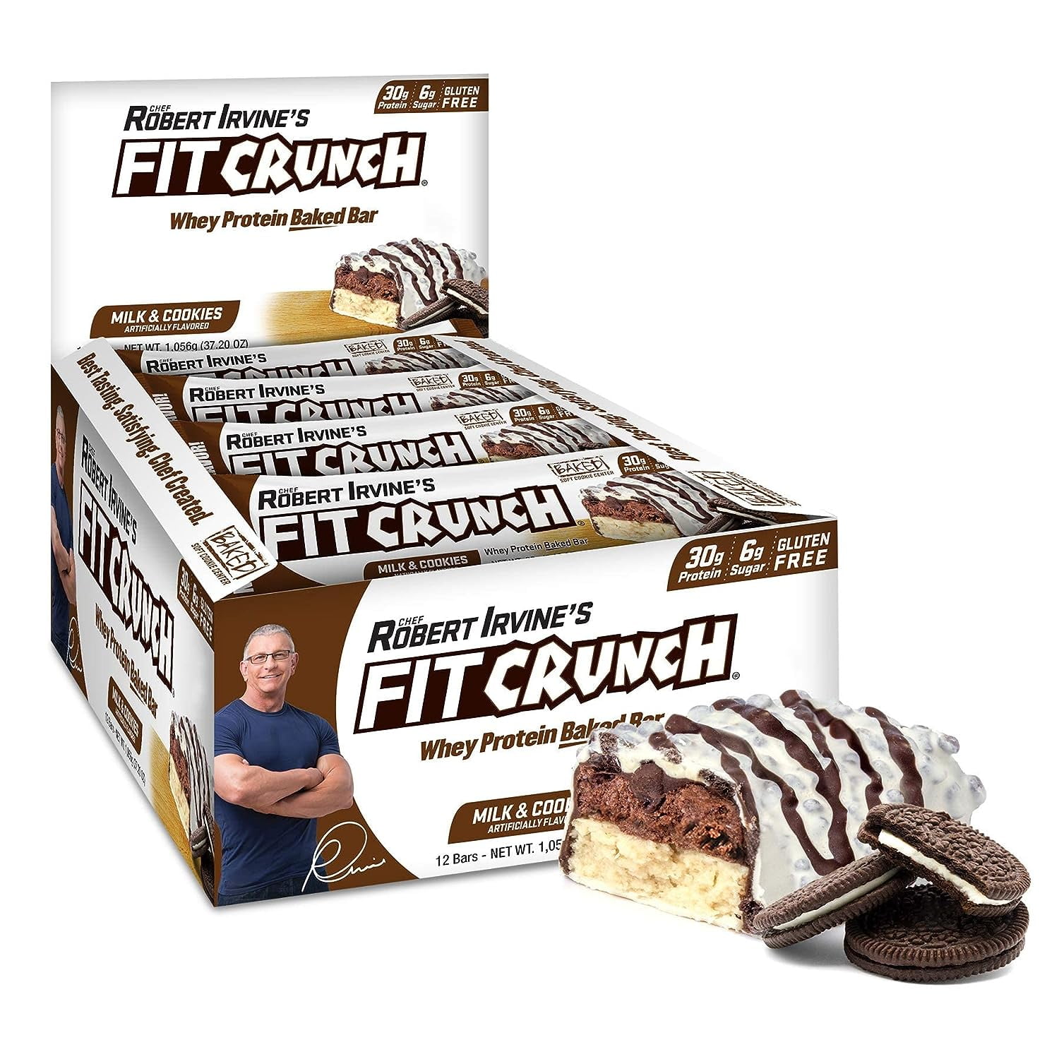 Fit Crunch Protein Bar, Milk & Cookies, 30g Protein, 12 ct.