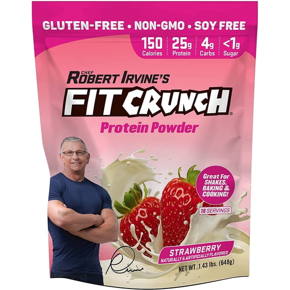 Fit Crunch Protein Powder, Strawberry, 25g Protein, 18 Servings