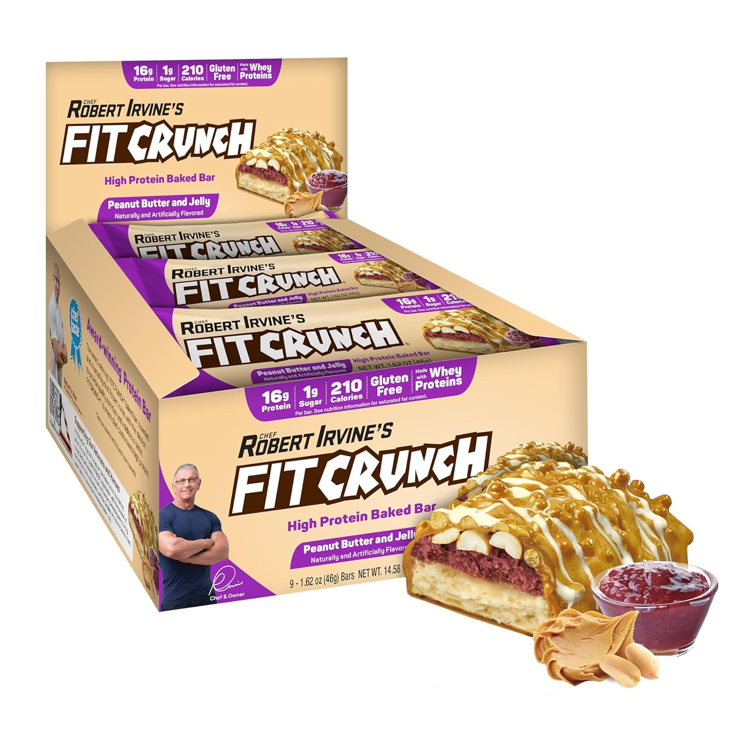 Fit Crunch Snack Size Protein Bar, 16g High Protein Baked Bar, Peanut ...