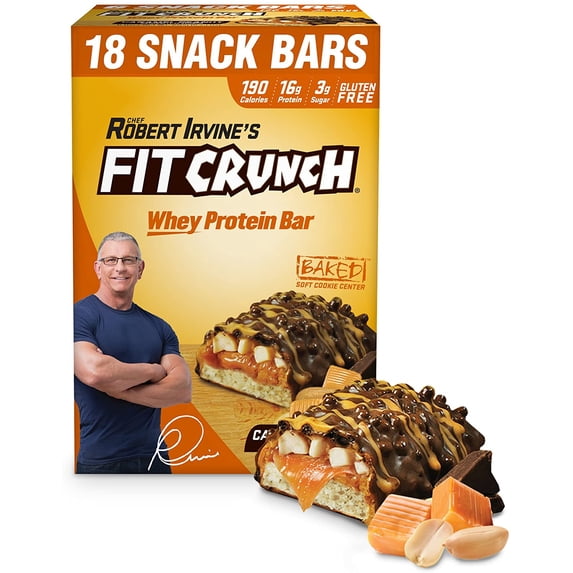 Fit Crunch Snack Size Protein Bar, Caramel Peanut, 16g Protein, 18 ct.