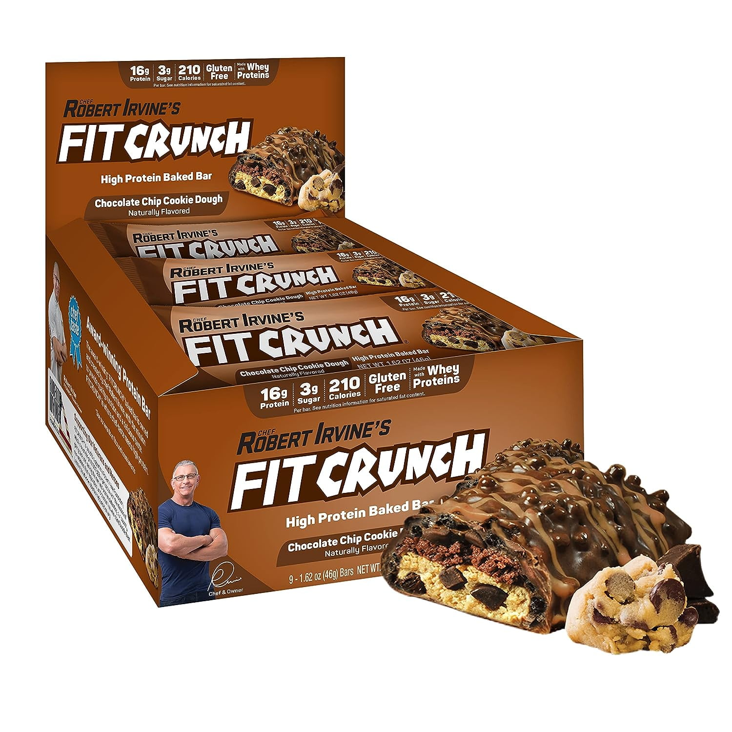 Fit Crunch Snack Size Protein Bar, Chocolate Chip Cookie Dough, 16g Protein, 9 ct