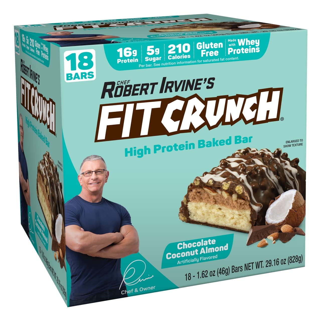 Fit Crunch Snack Size Protein Bar, Chocolate Coconut Almond, 16g Protein, 18 ct.