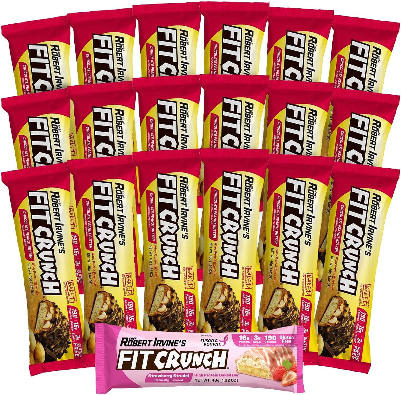 Fit Crunch Snack Size Protein Bar, Chocolate Peanut Butter, 16g Protein, 18 ct.