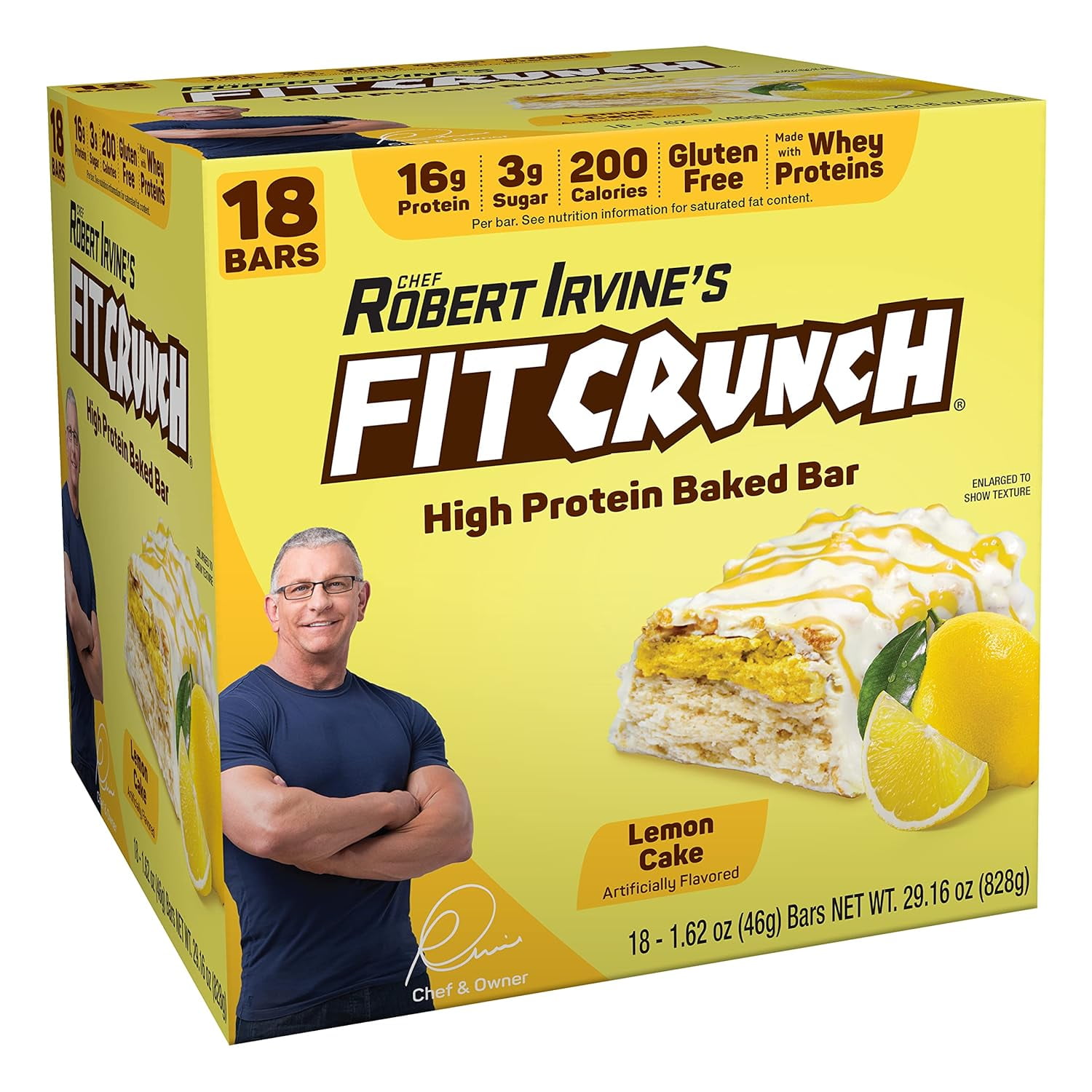 Fit Crunch Snack Size Protein Bar, Lemon Cake, 16g Protein, 18 ct.