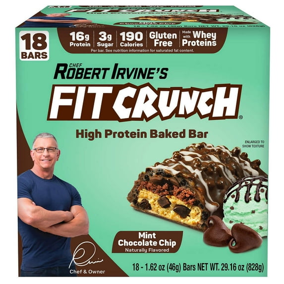 Fit Crunch Snack Size Protein Bar, Mint Chocolate Chip, 16g Protein, 18 ct.