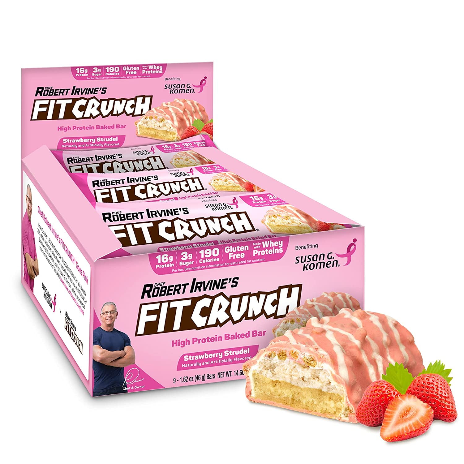 Fit Crunch Snack Size Protein Bar, Strawberry Strudel, 16g Protein, 9 ct.