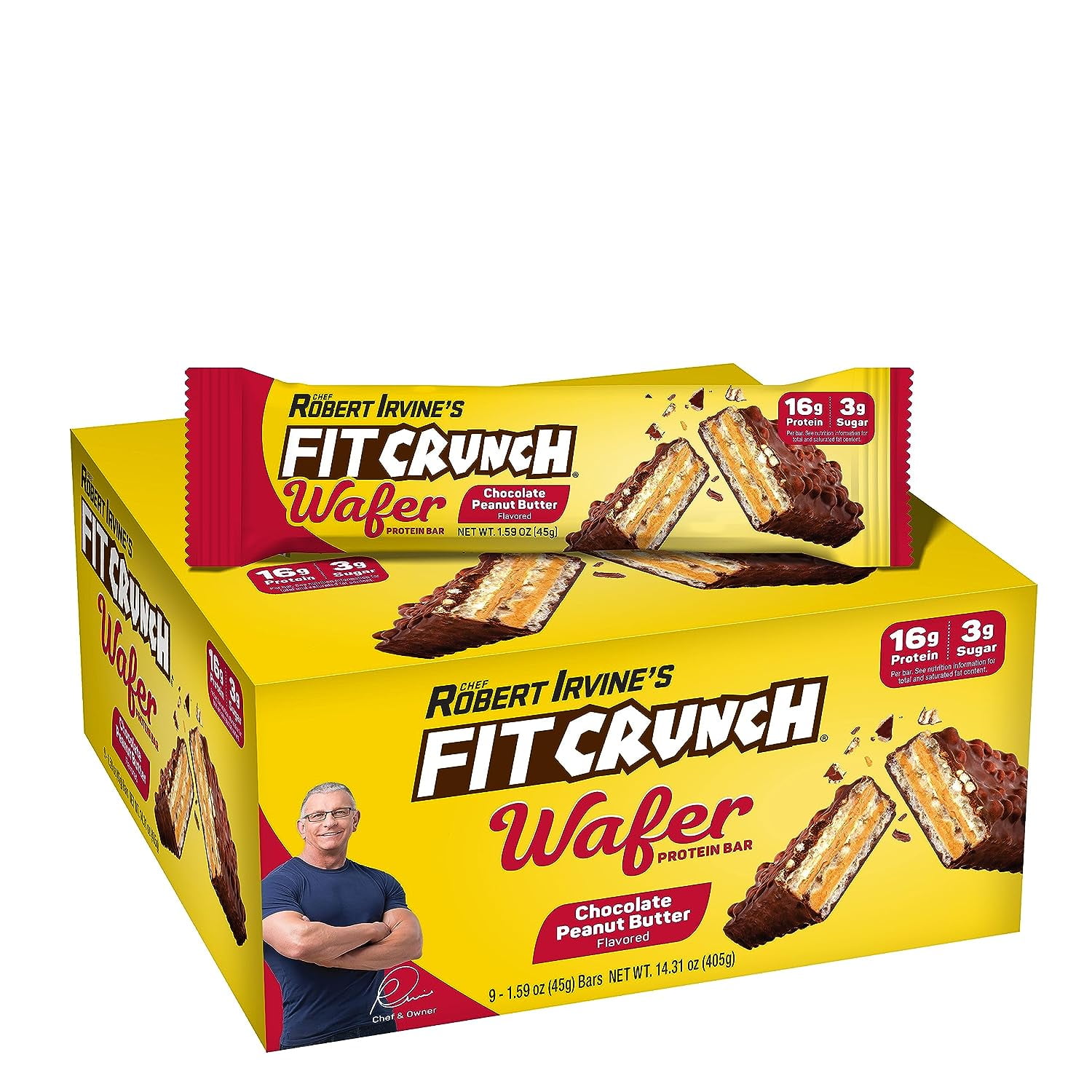 Fit Crunch Wafer Protein Bars, Designed by Robert Irvine, 16g of