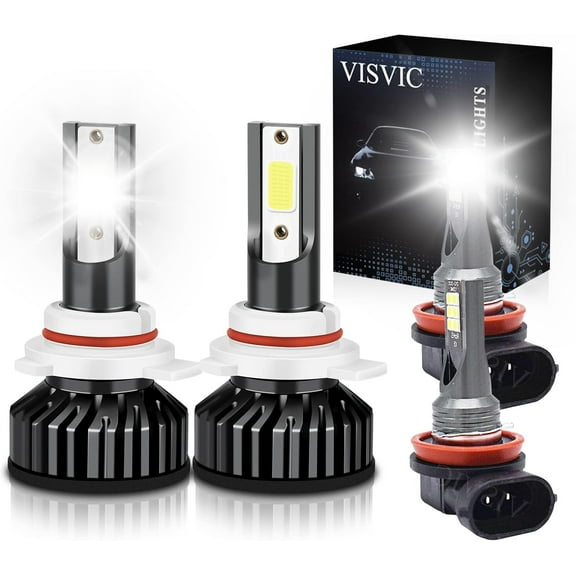 Fit For DODGE CHALLENGER (2015-2020) 9012 All in one High Low Beam + H11 Fog Light LED Headlight Bulbs, 6000K Cool White LED Headlight Conversion Kit, Quick Installation, Pack of 4