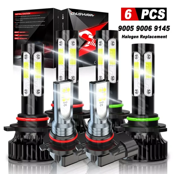 Fit Dodge Charger 2006-2009 6Pcs LED Headlight Bulbs Hi/Low Beam Fog Lights Combo Canbus Error Free