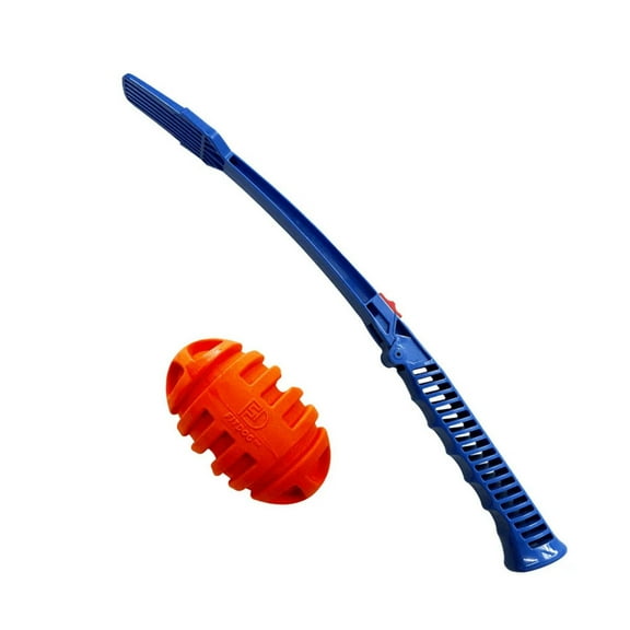 Fit Dog Fetch & Fumble Football with Launcher Dog Toy, Orange, Measuring 11cm x 7cm x 7cm, 0.25lb Weight