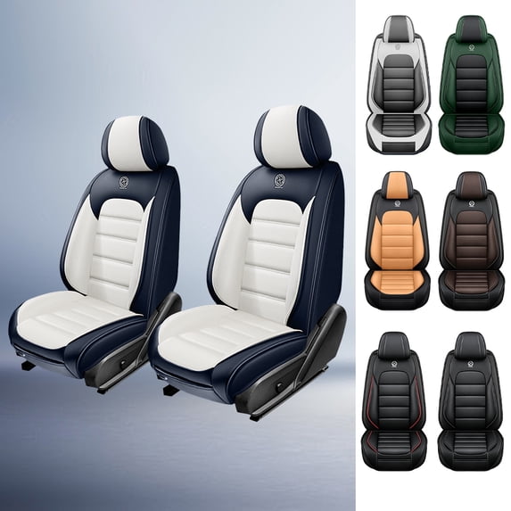 Fit for FORD ESCAPE 2008 Seat Cover, Leather Two-piece set With Lumbar Support Non-slip, Blue and White Car Seat Covers, Beautify the Interior of Old Cars
