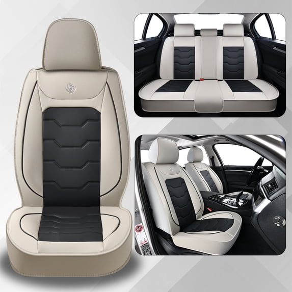 Fit for FORD MAVERICK 2022-2026 Seat Cover, Waterproof Leather Full Set of 5 Seats Easy to Clean and Install Protect and Upgrade Seats, Gray Car Seat Covers, Airbag-Compatible