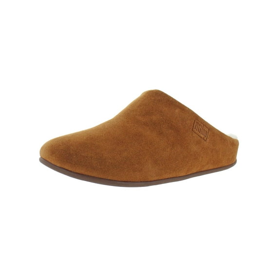 Fit Flop Women's Chrissie Shearling Tumbled Tan Suede Slipper - 6M