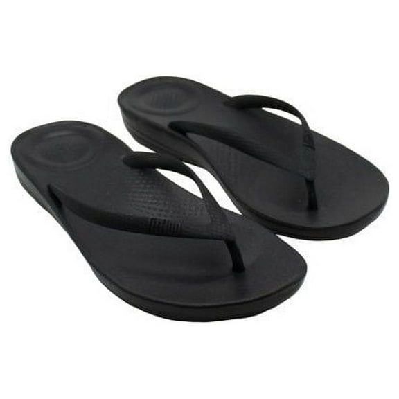 Fit Flop Women's Iqushion Ergonomic All Black Rubber Sport Sandals & Slide - 6M