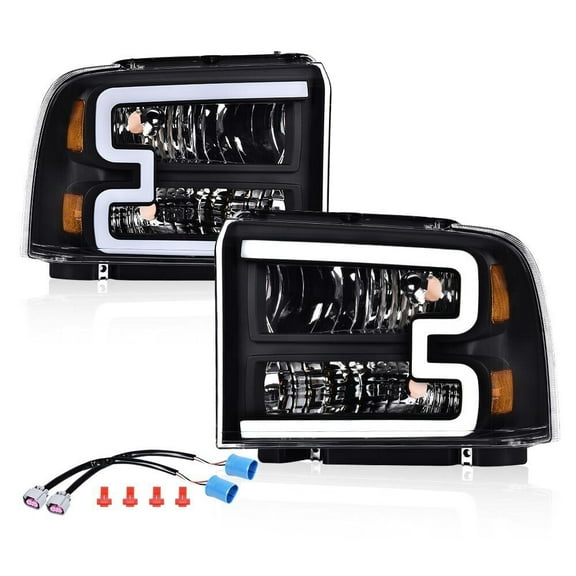 Fit For 05-07 Ford F250 F350 F450 F550 Super Duty Clear/Black LED DRL Headlights