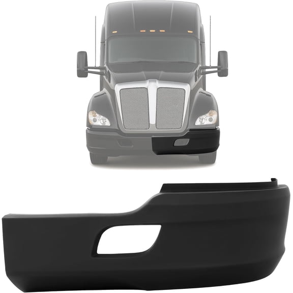 Kojem Matte Black Pp Plastic Bumper Compatible with 2012-2021 Kenworth T680 Pp Plastic Primer Matte Black Left Side 2012-2021