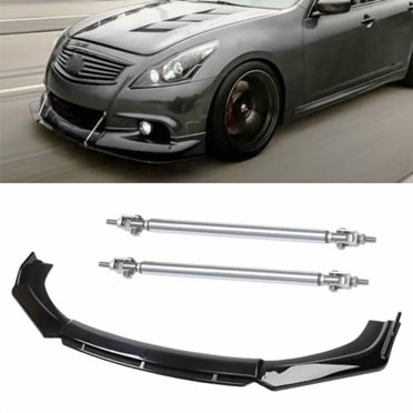 Glossy Black Front Splitter Bumper Lip Spoiler Kit With Strut Rods For Infiniti G37 Coupe/Sedan