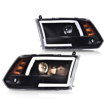 Black Housing Amber Corner Headlights For 09-18 Ram 1500 2500 3500 – Direct Replacement (Pair)