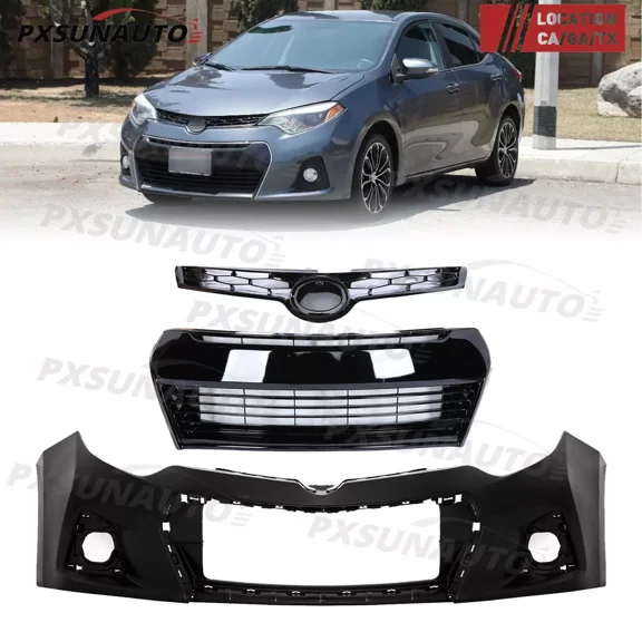 Fit For 2014 2015 2016 Toyota Corolla S Bumper Cover Upper Lower Grill Grille
