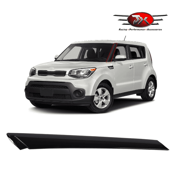 JX RACINGPERFORMANCEACCESSORIES Fit For 2014-2019 Kia Soul Windshield Pillar Trim Exterior Molding Garnish Left Side Glossy Black