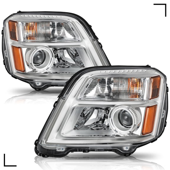 Fit For 2016 2017 GMC Terrain Chrome Halogen Headlights Lamps Assembly Pair 16-17