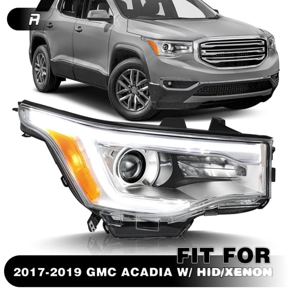 Fit For 2017-2019 GMC Acadia HID Projector W/LED DRL Passenger Side Headlight