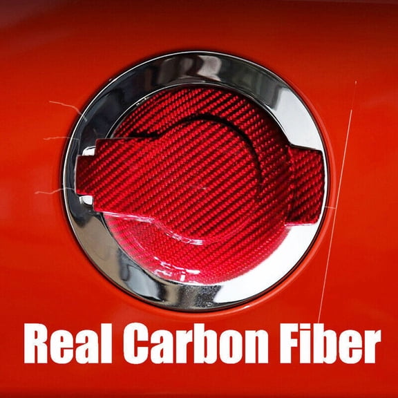 Fit For Dodge Challenger Red Carbon Fiber Oil Fuel Tank Cap Cover Trim 2015-2019