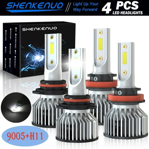 Fit For Dodge Ram 2013-2020 Without Projector Light Bulbs High Performance LED Headlight Bulbs 9005 High Beam+H11 Low Beam
