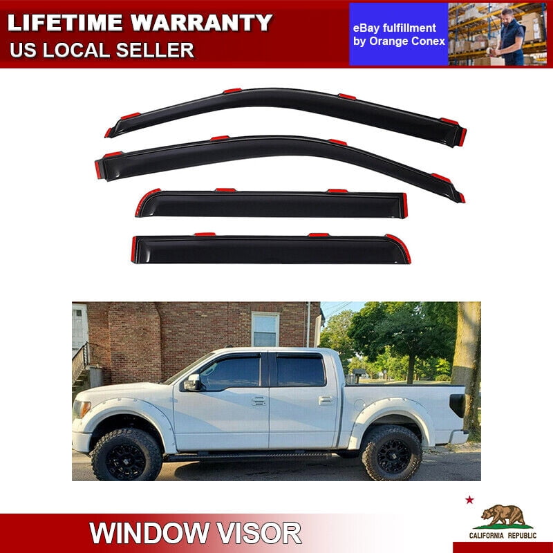 4-Piece Smoke Tint Window Visor Set For 2004-2008 Ford F-150 Super Crew
