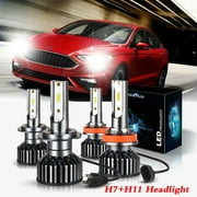 Fit For Ford Fusion 2006-2018 LED Headlight Bulbs,H7 High Beam and H11 Low Beam ,Pack of 4,SHENKENUO