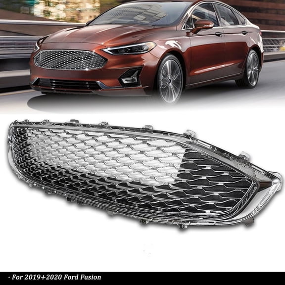 Fit For Ford Fusion 2019-2020 Chrome Mesh Front Bumper Grille Grill Replacement