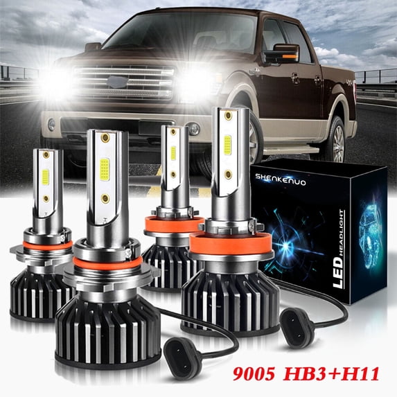 Fit For Mazda CX-9 2007-2015 LED Headlight Bulbs, 9005 High Beam and H11 Low Beam,Pack of 4,SHENKENUO