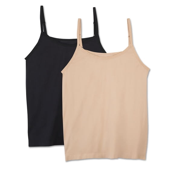 Fit For Me by Fruit of The Loom Plus Size 2 Pack Seamless Camisoles Black Tn 2X
