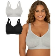 FRUIT OF THE LOOM Women's Fit for Me Collection: 2-Pack Plus-Size Wireless Bra - Soft Cotton Comfort & Support