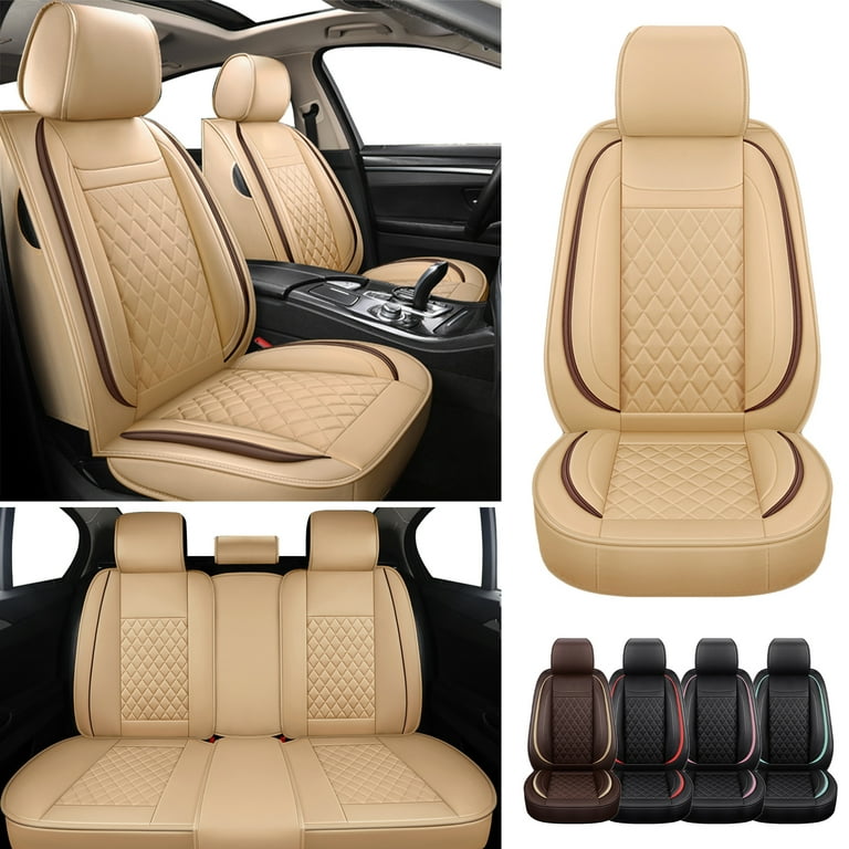 Fit For Mercedes Benz E320 E350 GLC300 Car Seat Covers 5 Seat Leatherette Front Back Seat Cushion Protector for Benz C200 C230 C280 Beige Coffee Line Walmart