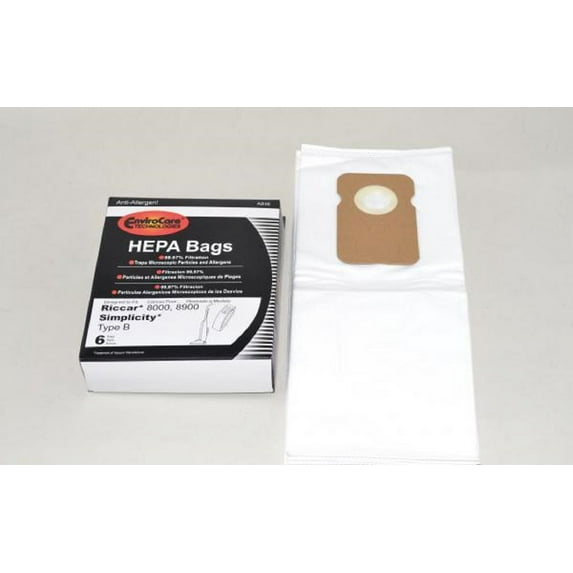 Fit For Riccar 8850, 8955, 8000 Series Upright Anti-Allergen Hepa Bags 6 in Pack Type B Fit Simplicity Also A846