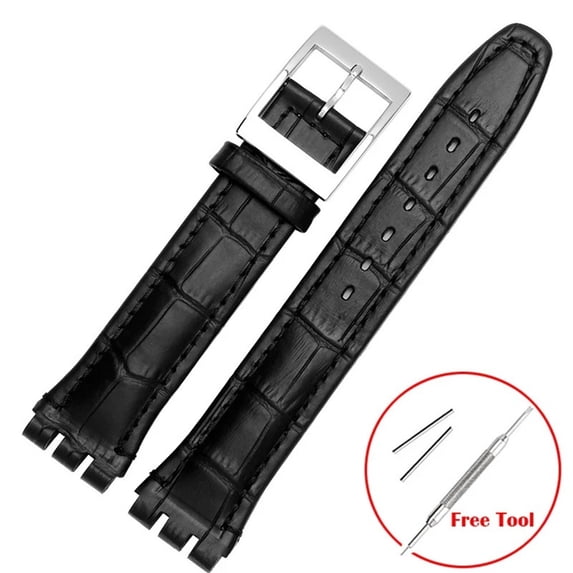Fit For SWATCH Watch Strap 17mm 19mm Genuine Cowhide Leather Bracelet Men Women Waterproof Sport Replacement Watchband