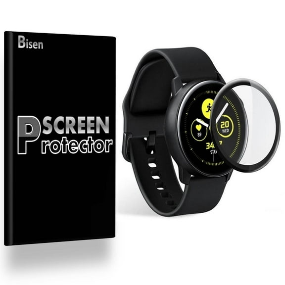 Fit For Samsung Galaxy Watch Active [3-Pack BISEN] Screen Protector, Full Coverage, Edge-To-Edge Protection, HD Clear, Anti-Scratch, Anti-Shock