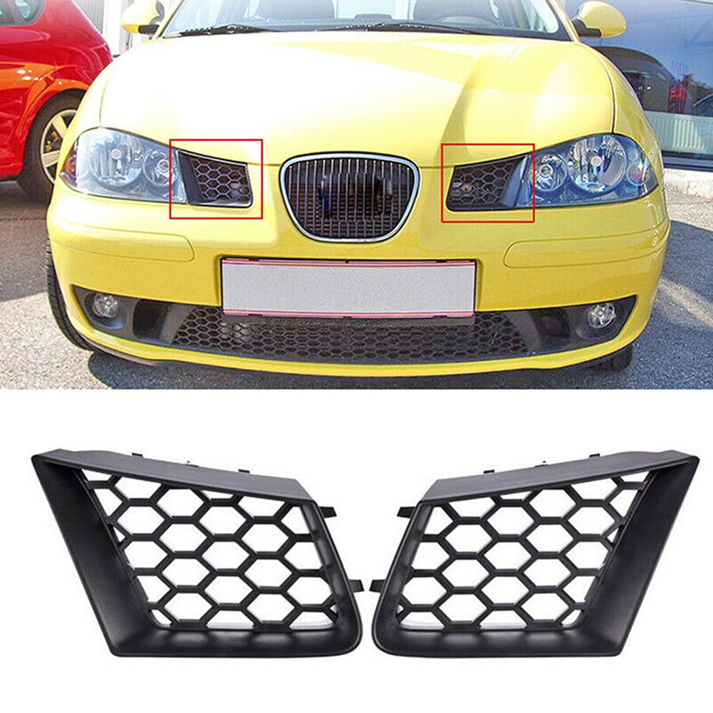Qiilu Front Upper Grille 2pcs Front Bumper Upper Grill Left Right Glossy  Black Replacement for Seat Ibiza Cordoba 6L 2002‑2009 : :  Automotive